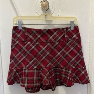 Red plaid mini skirt